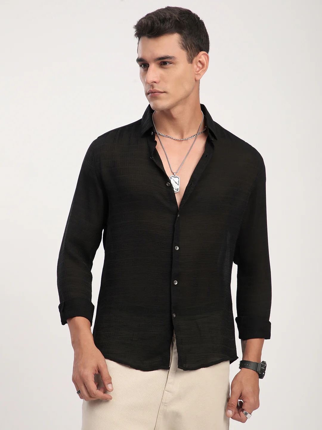 Black Stratum Crinkled Shirt - Image 5