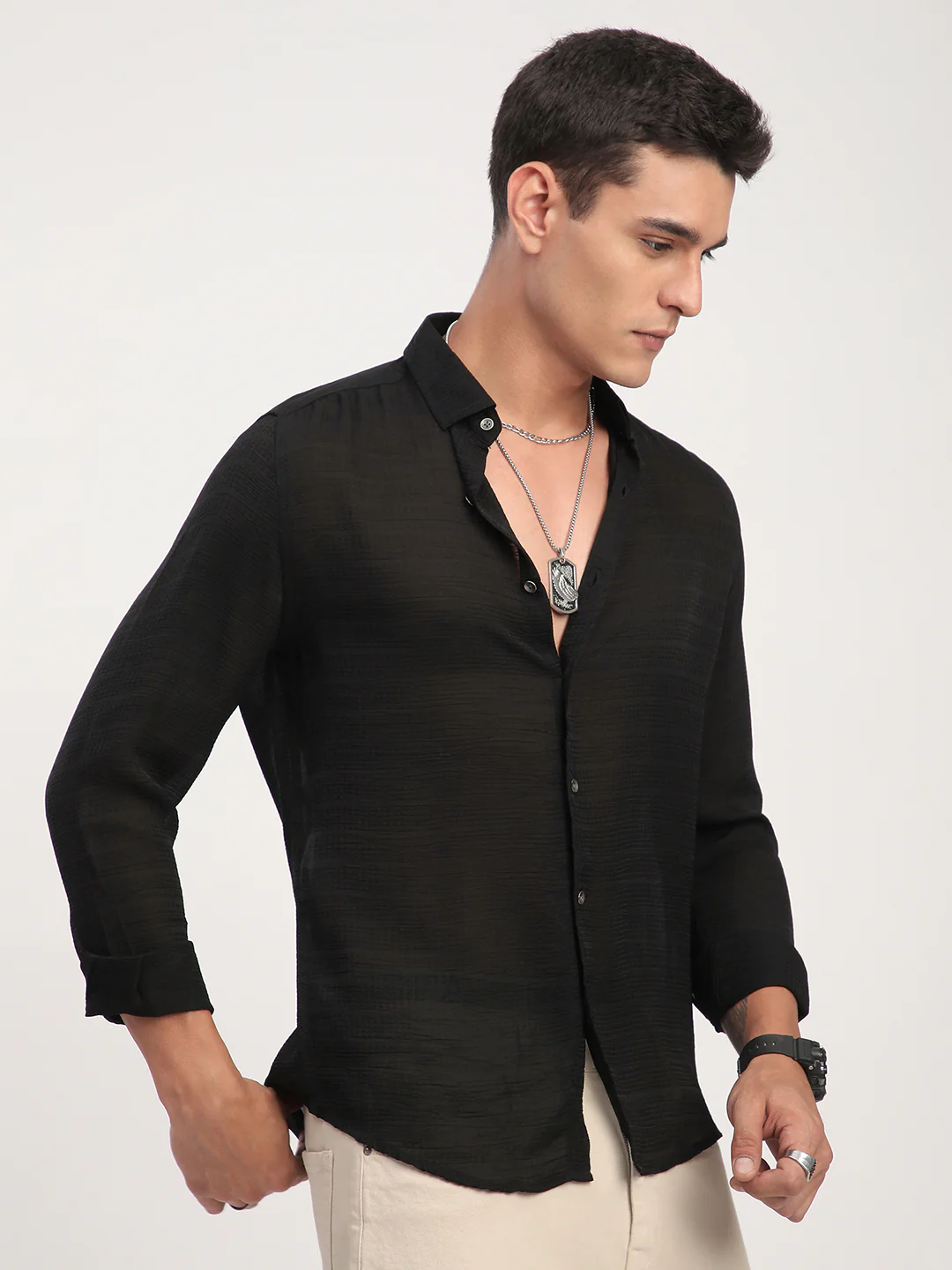 Black Stratum Crinkled Shirt - Image 6