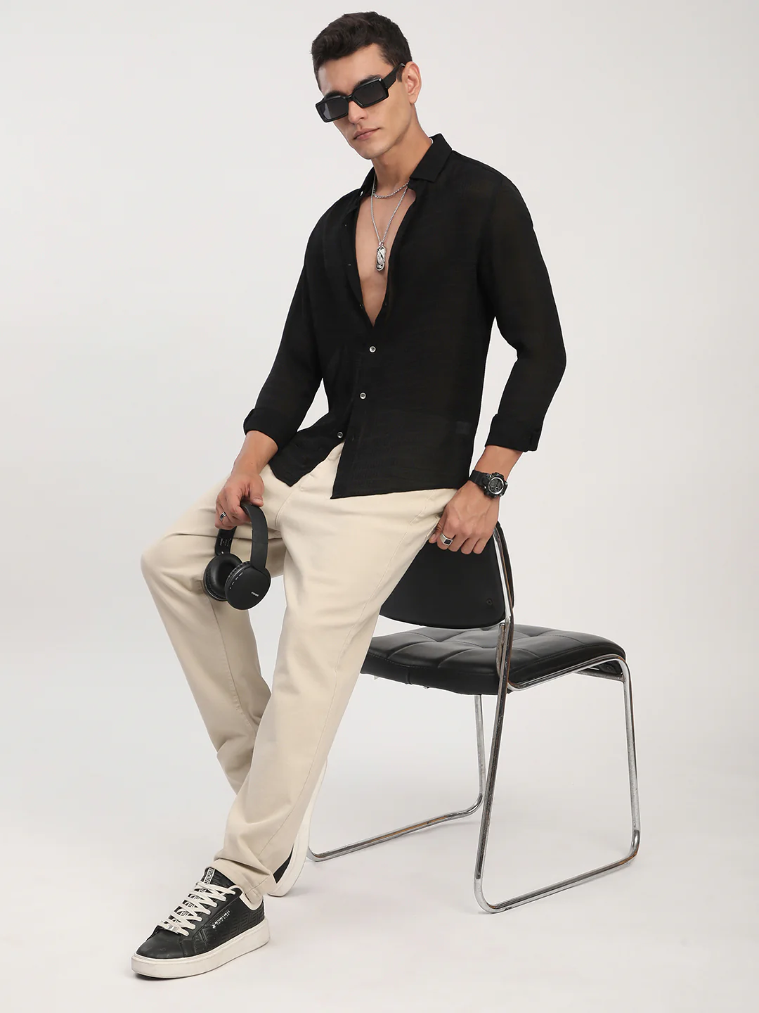 Black Stratum Crinkled Shirt - Image 8