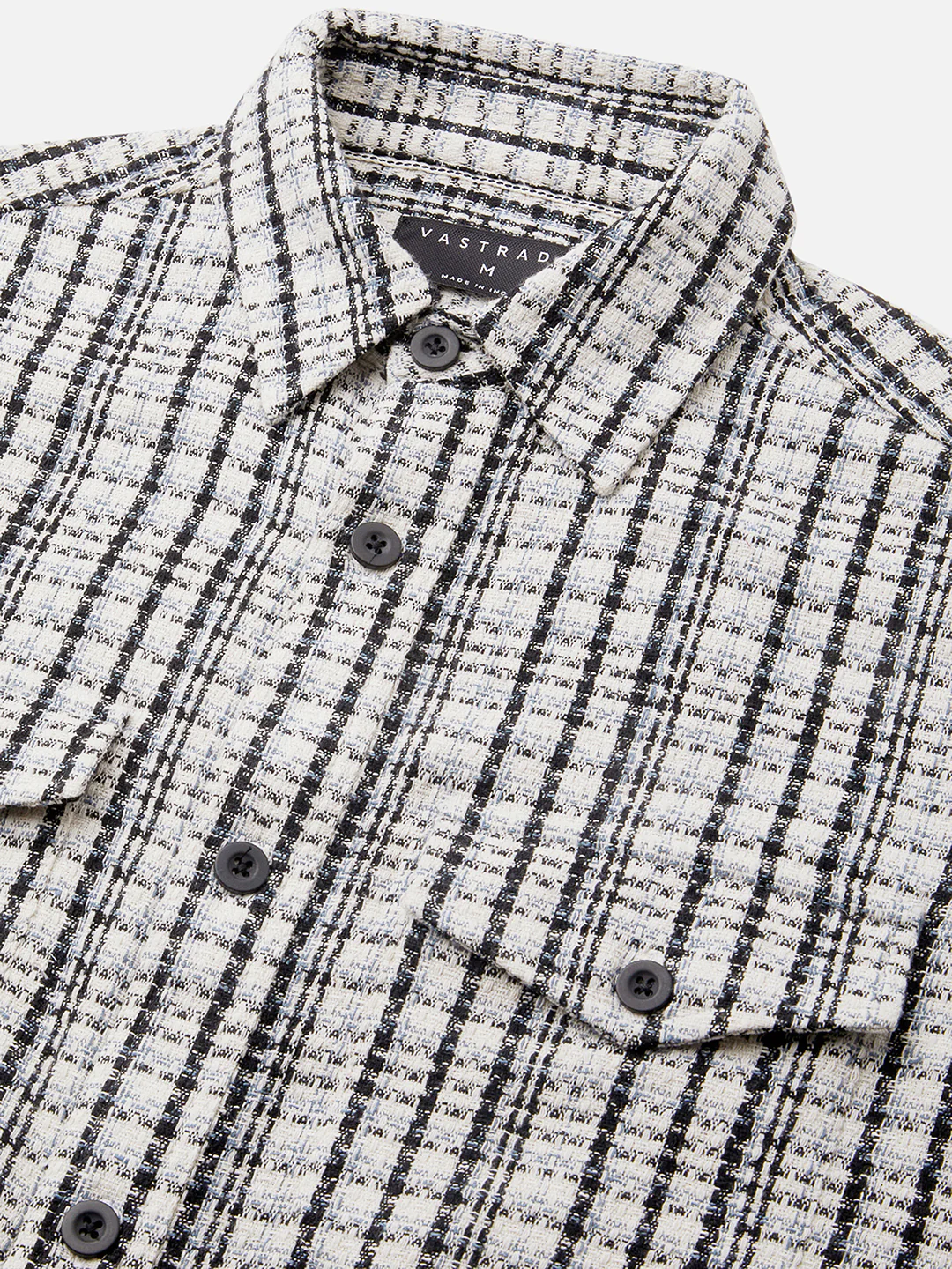 Black Tartan Checks Double Pocket Overshirt - Image 3