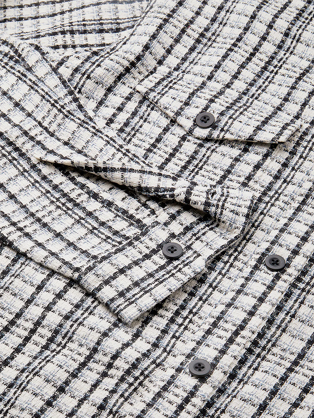 Black Tartan Checks Double Pocket Overshirt - Image 9