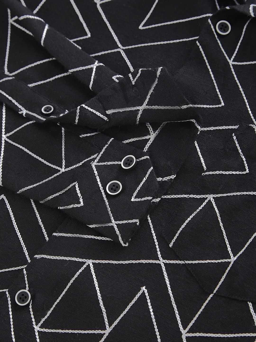 Black Triangle Intricate Embroidered Shirt - Image 3