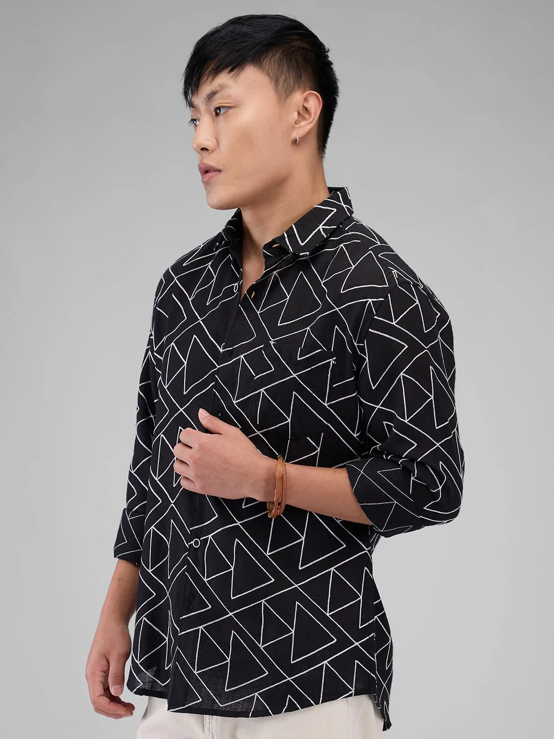 Black Triangle Intricate Embroidered Shirt - Image 6