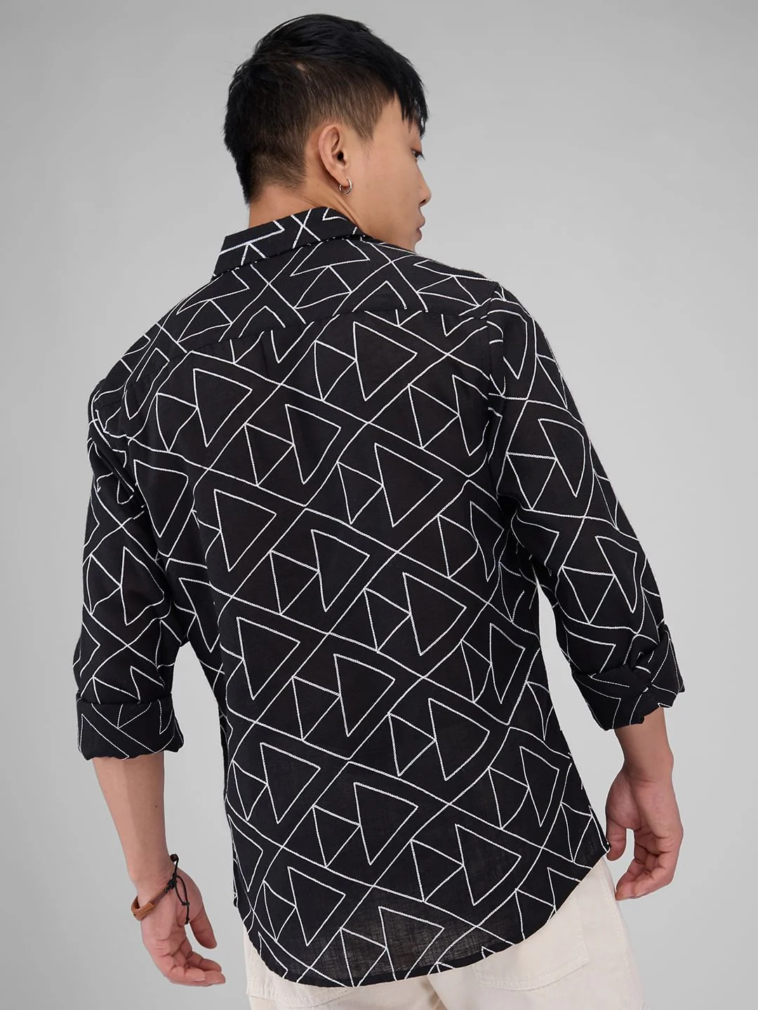 Black Triangle Intricate Embroidered Shirt - Image 7