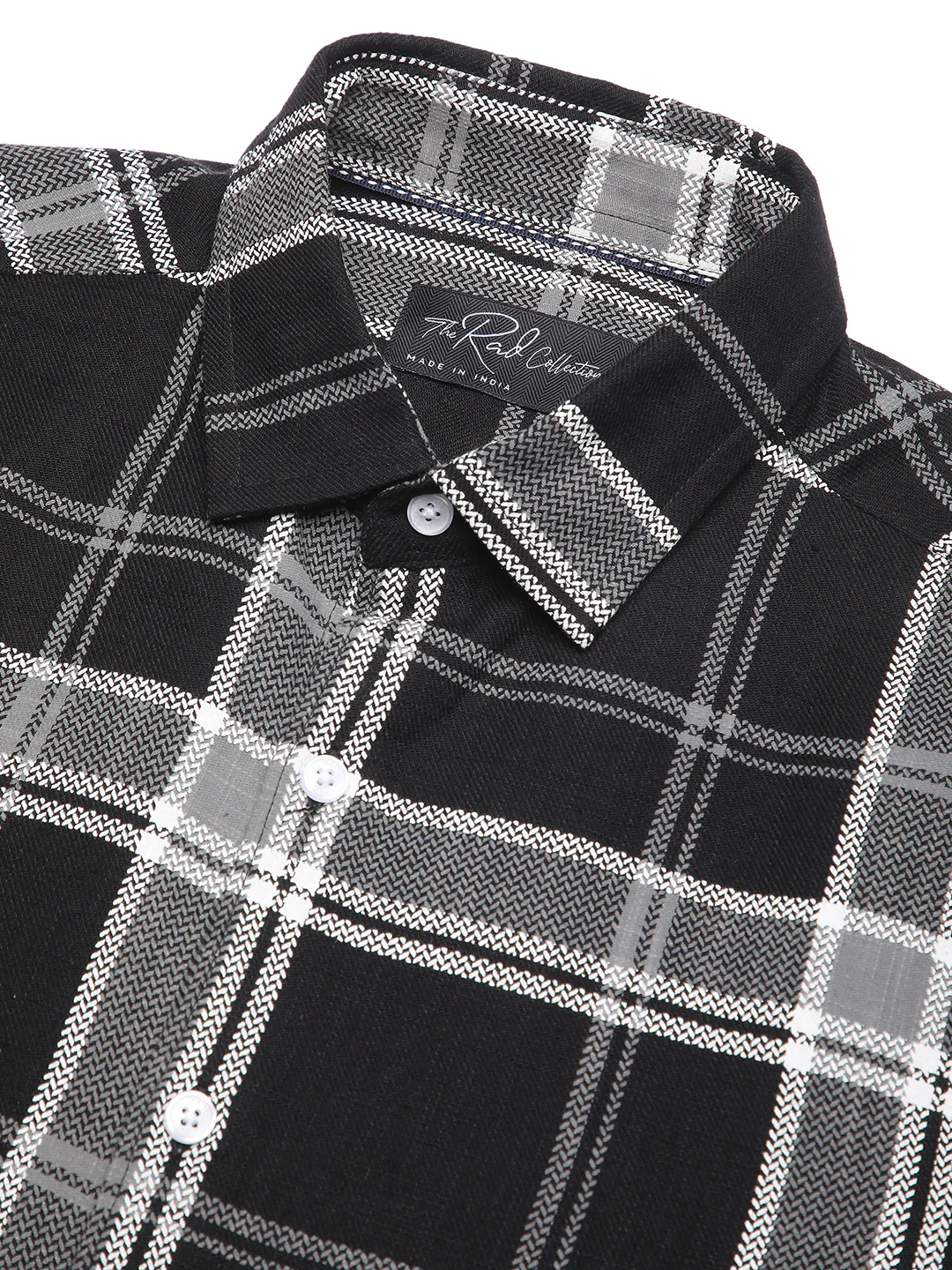 Black Twill Checks Shirt - Image 3