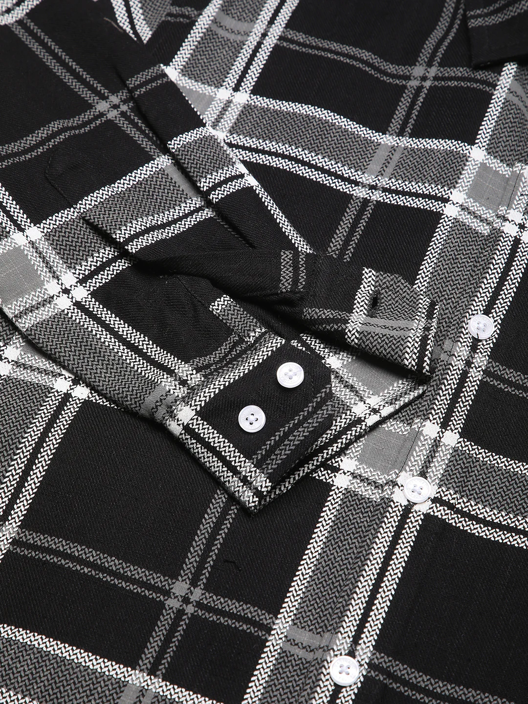 Black Twill Checks Shirt - Image 9