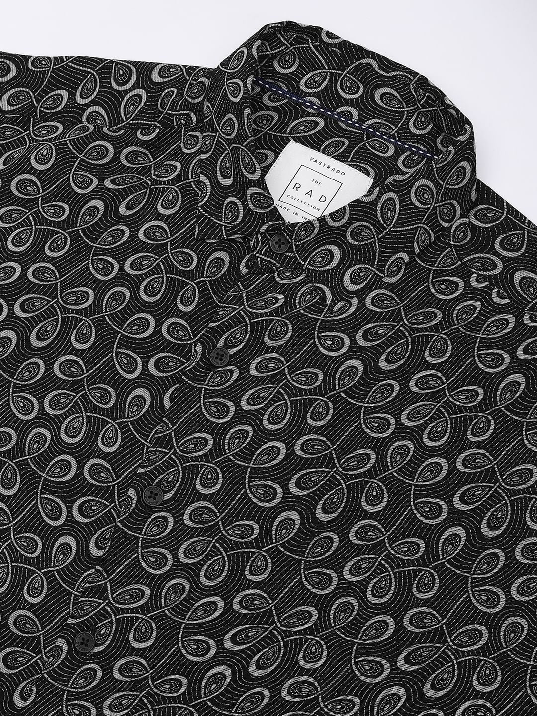 Black Twisted Motifs Printed Shirt - Image 3