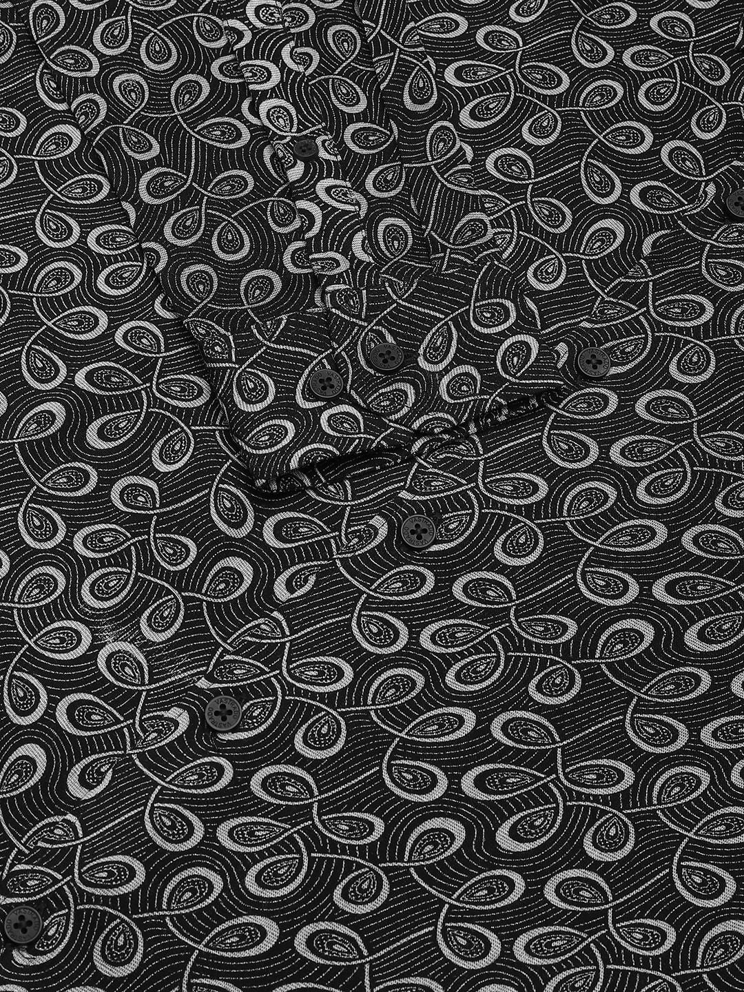 Black Twisted Motifs Printed Shirt - Image 9