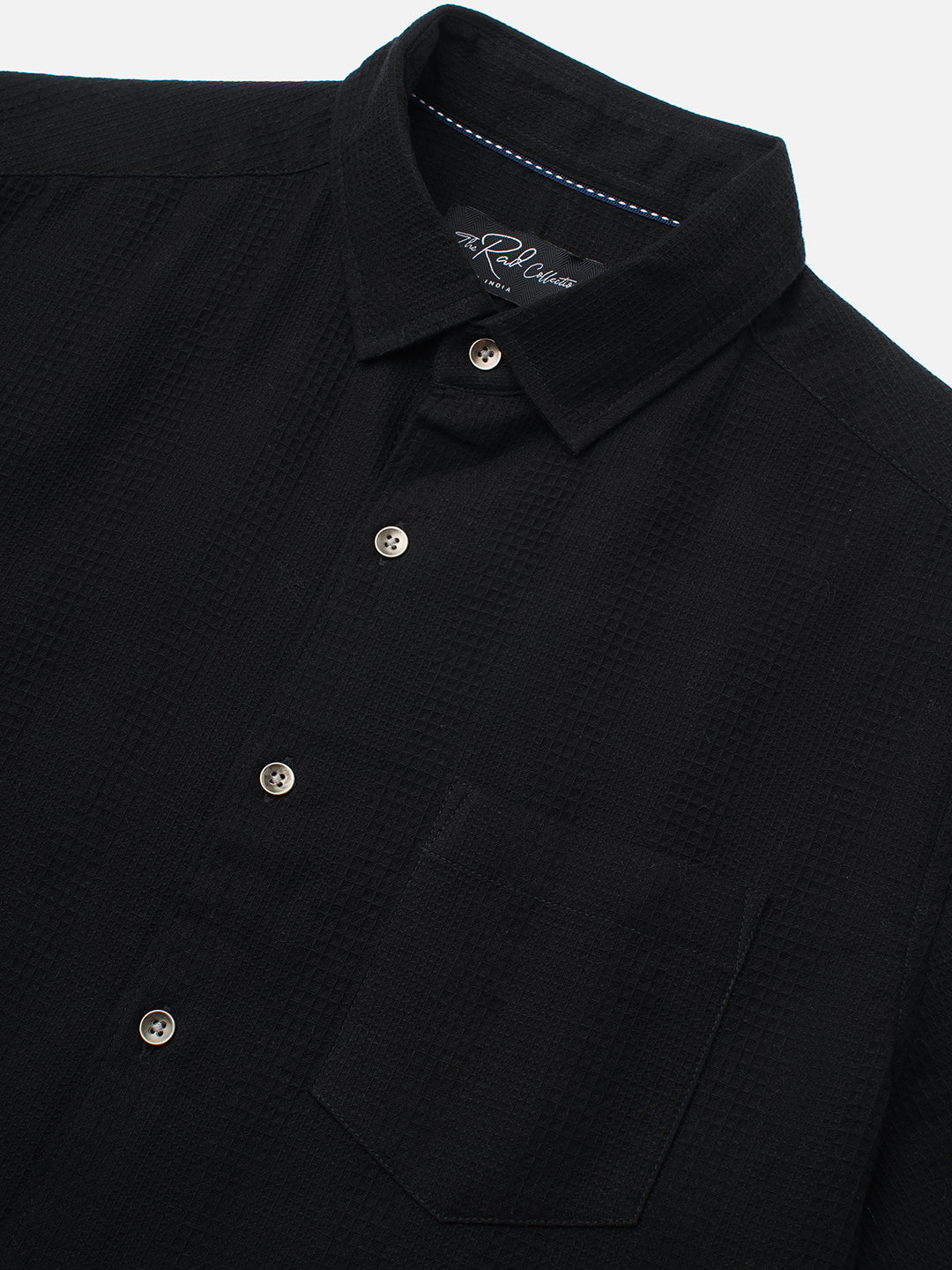Black Waffle Textured Shirt - Image 3