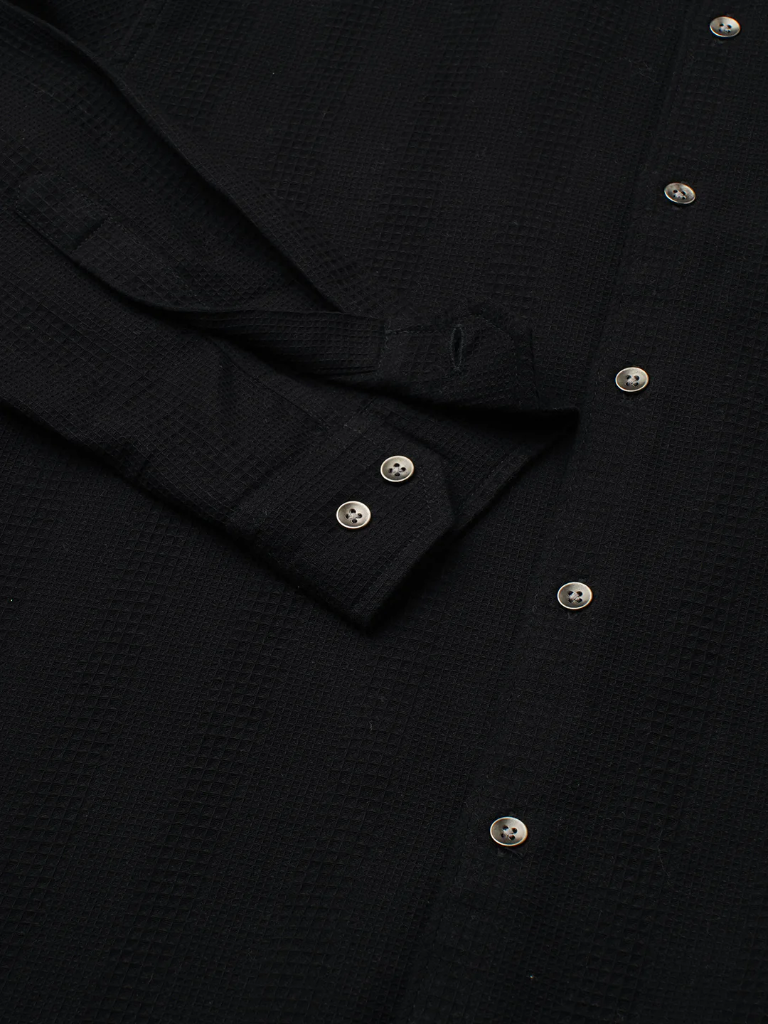Black Waffle Textured Shirt - Image 9
