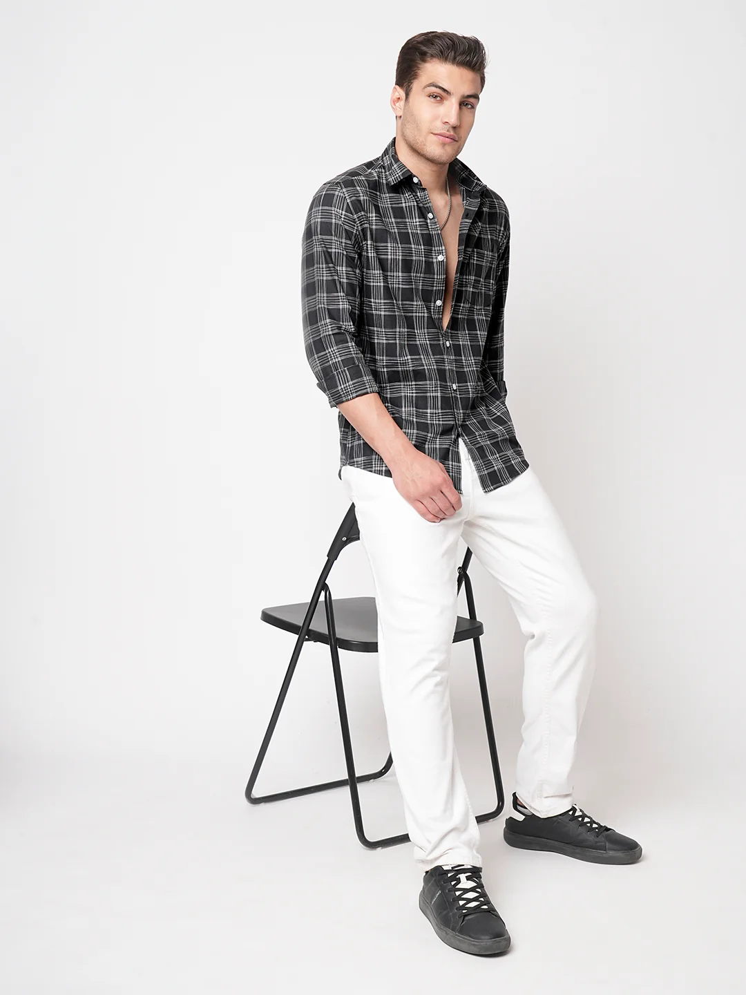 Black & White Box Checkered Shirt - Image 8