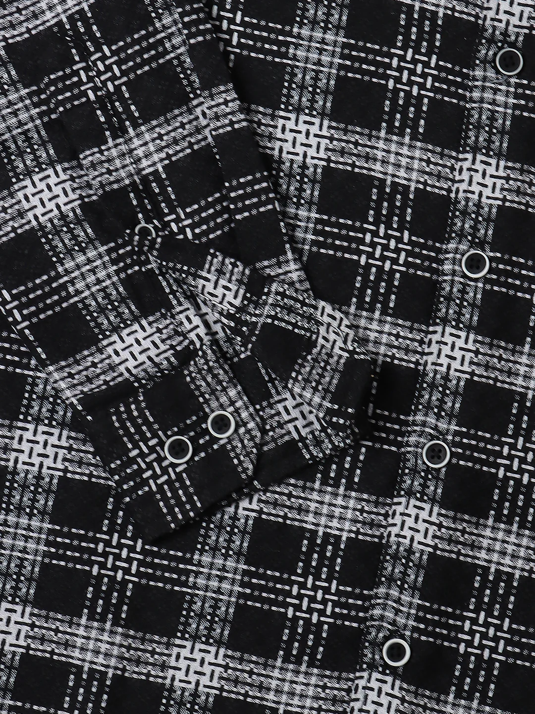 Black & White Plaid Checks Jacquard Shirt - Image 8
