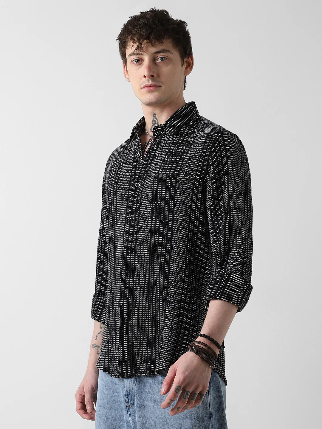 Black & White Tweed Striped Shirt - Image 4