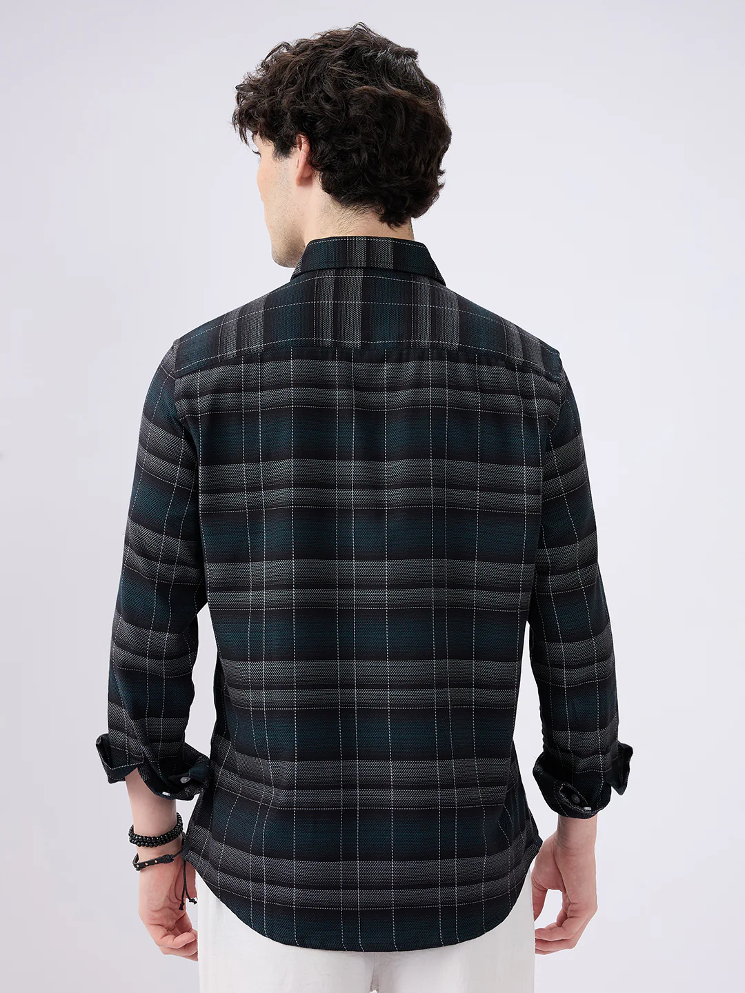 Premium Cotton Black Windowpane Checkered Grid Shirt - Image 7