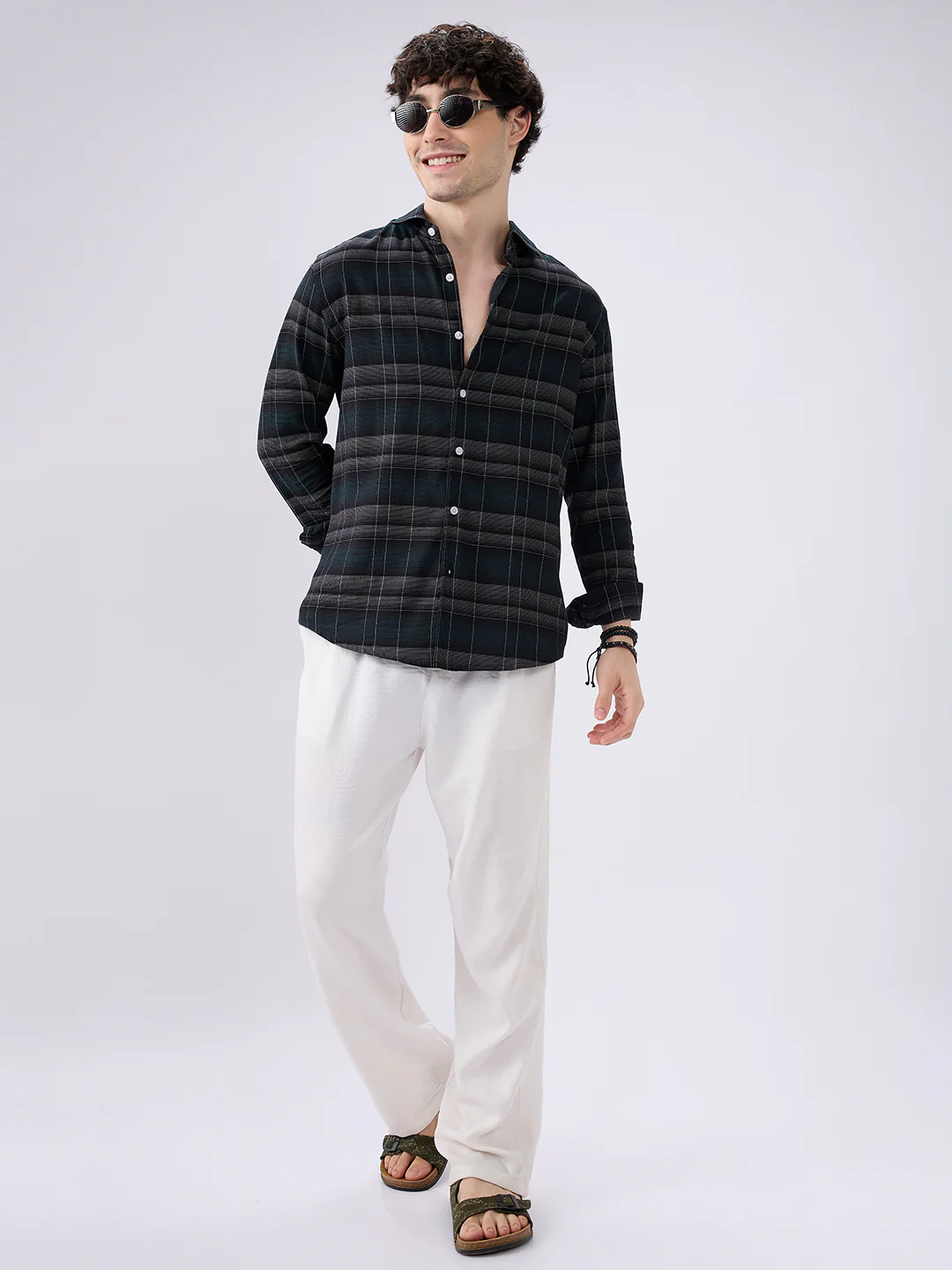 Premium Cotton Black Windowpane Checkered Grid Shirt - Image 8