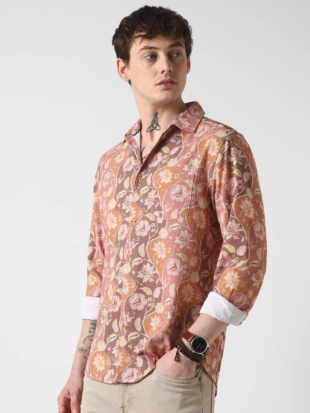 Bloomy Dendritic Multicolour Creased Shirt - Image 6
