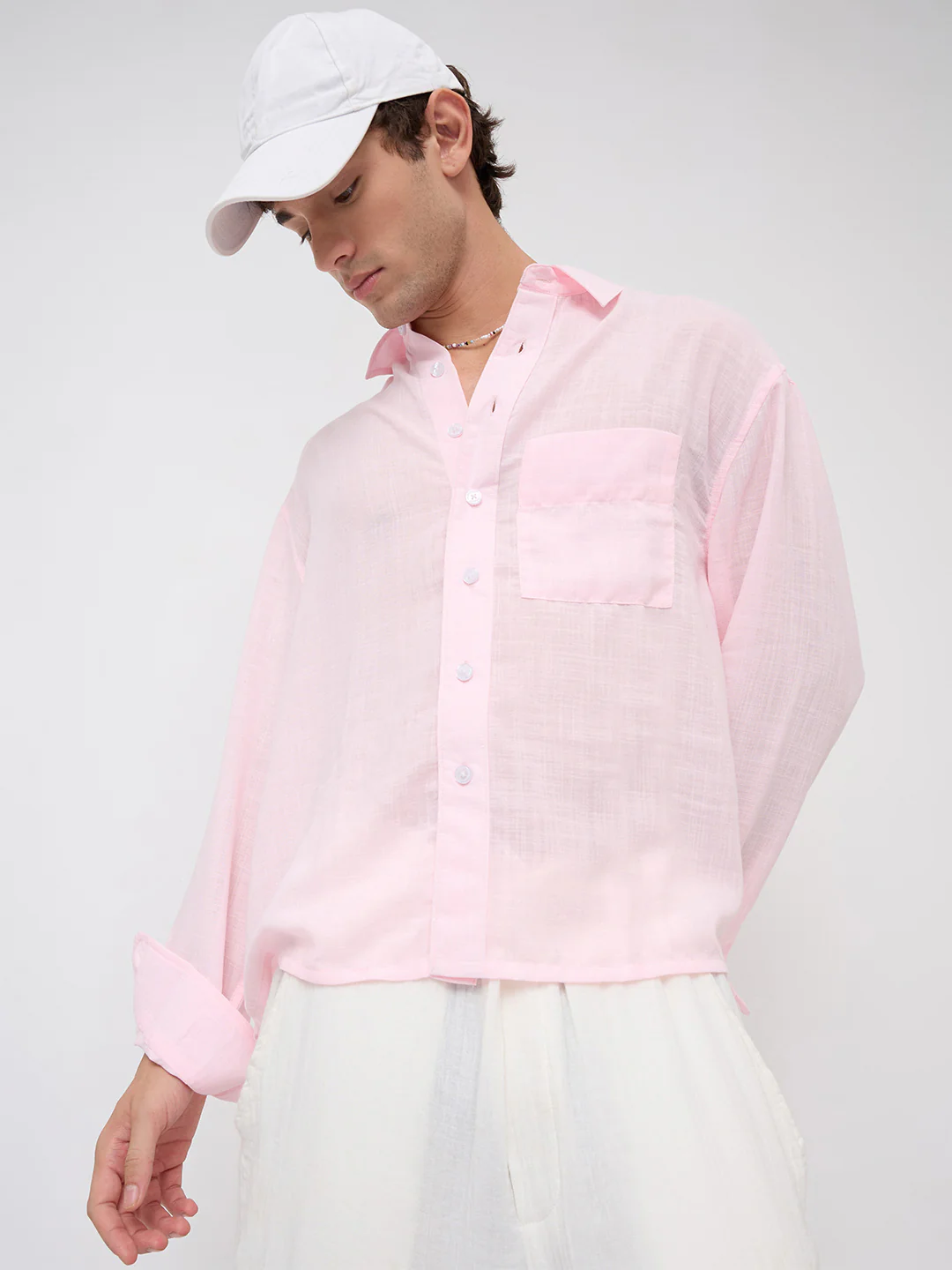 Bloomy Pink Everyday Boxy Fit Crop Shirt - Image 2