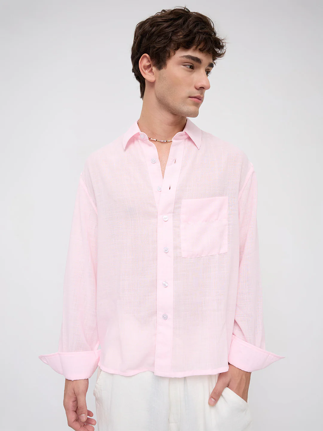 Bloomy Pink Everyday Boxy Fit Crop Shirt - Image 3