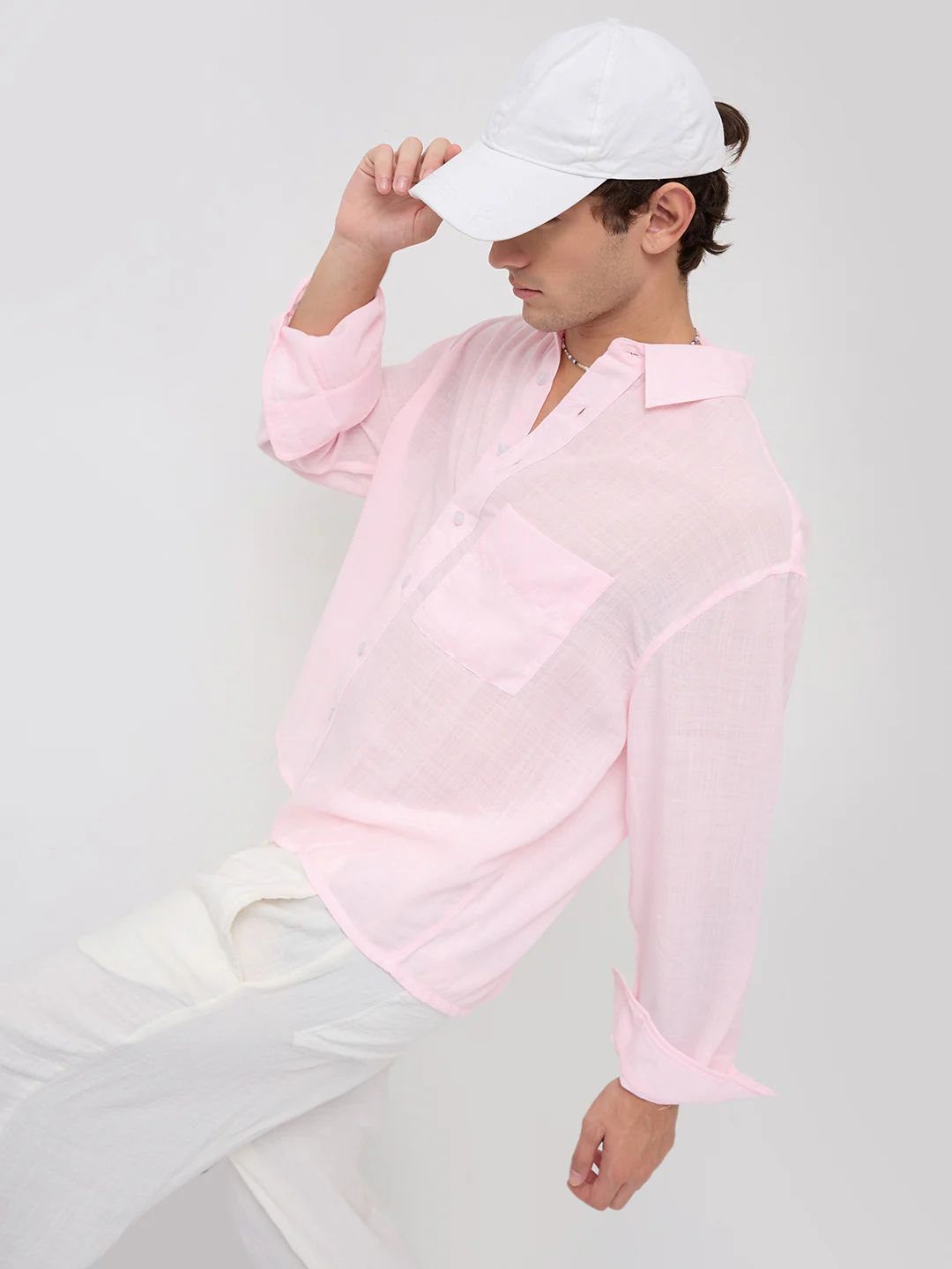 Bloomy Pink Everyday Boxy Fit Crop Shirt - Image 4