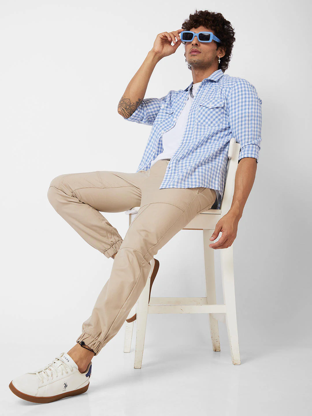 Blue & White Checkered Double Pocket Overshirt - Image 7