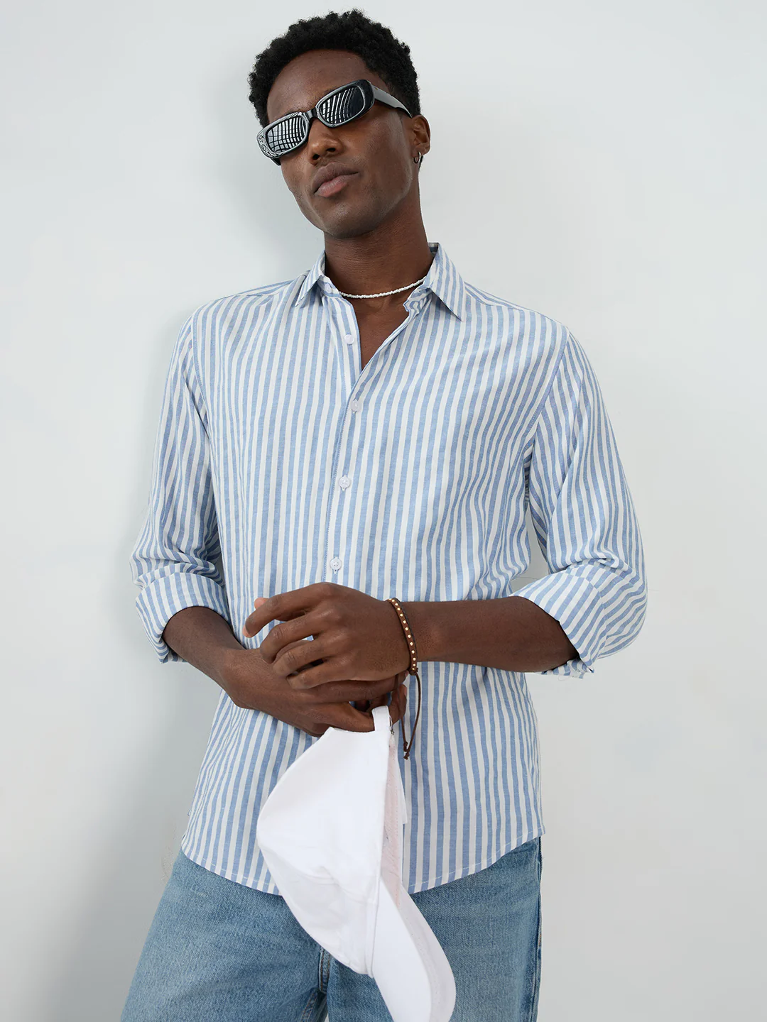 Blue Candy Striped Vacation Shirt