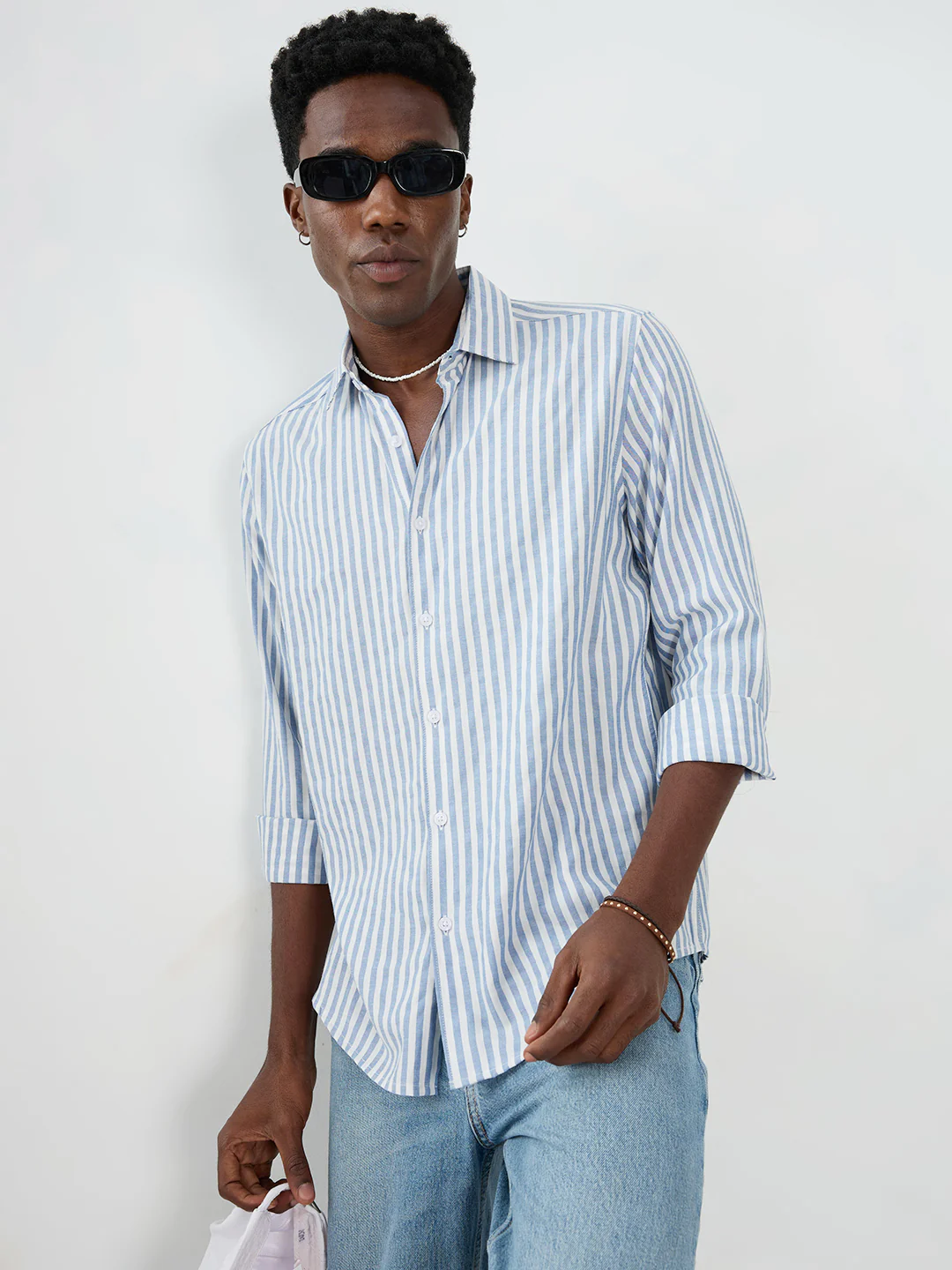 Blue Candy Striped Vacation Shirt - Image 2