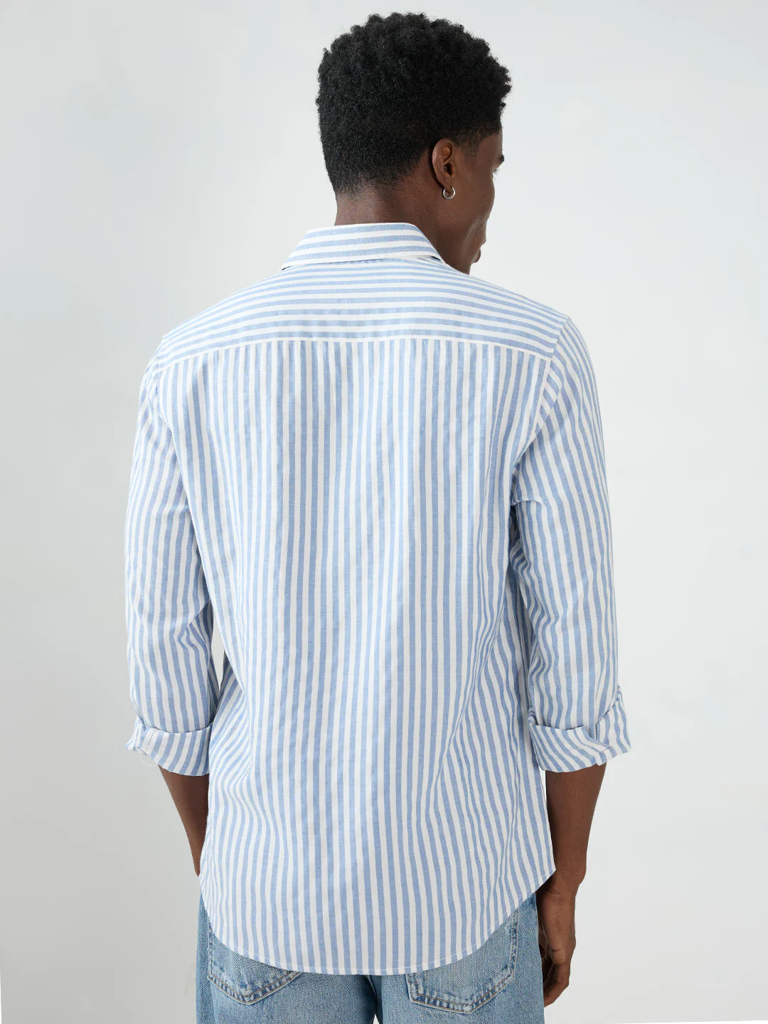 Blue Candy Striped Vacation Shirt - Image 7