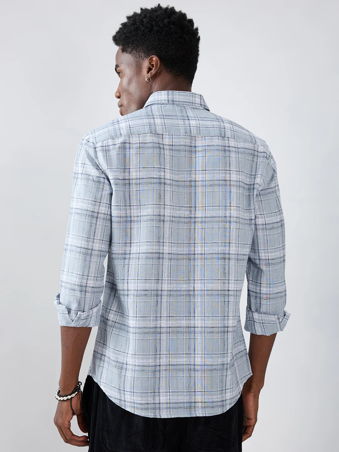 Blue Mist Plaid Checks Jacquard Shirt - Image 6