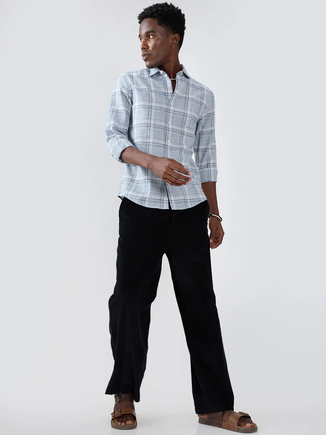 Blue Mist Plaid Checks Jacquard Shirt - Image 7