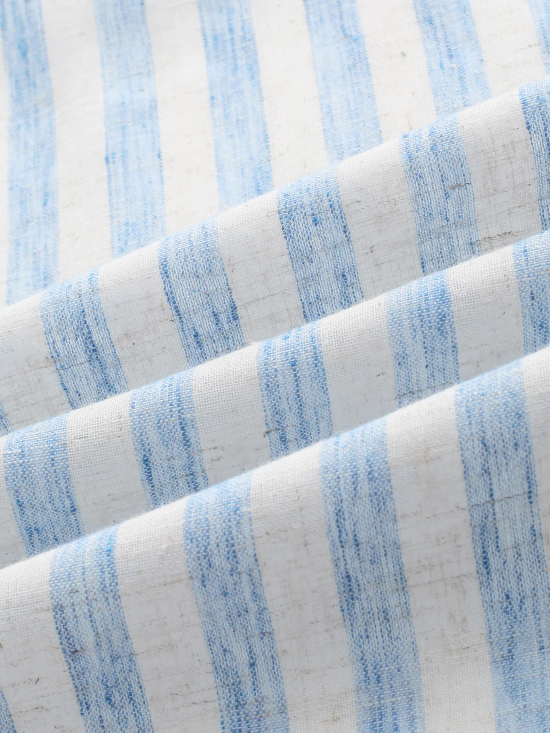 Blue & Off-White Striped Boxy Fit Crop Shirt - Image 3