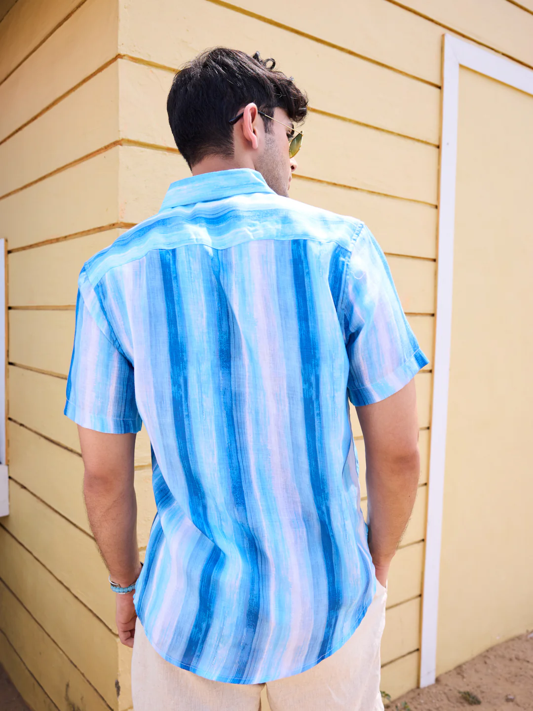 Blue Tie-Dye Striped Shirt - Image 5
