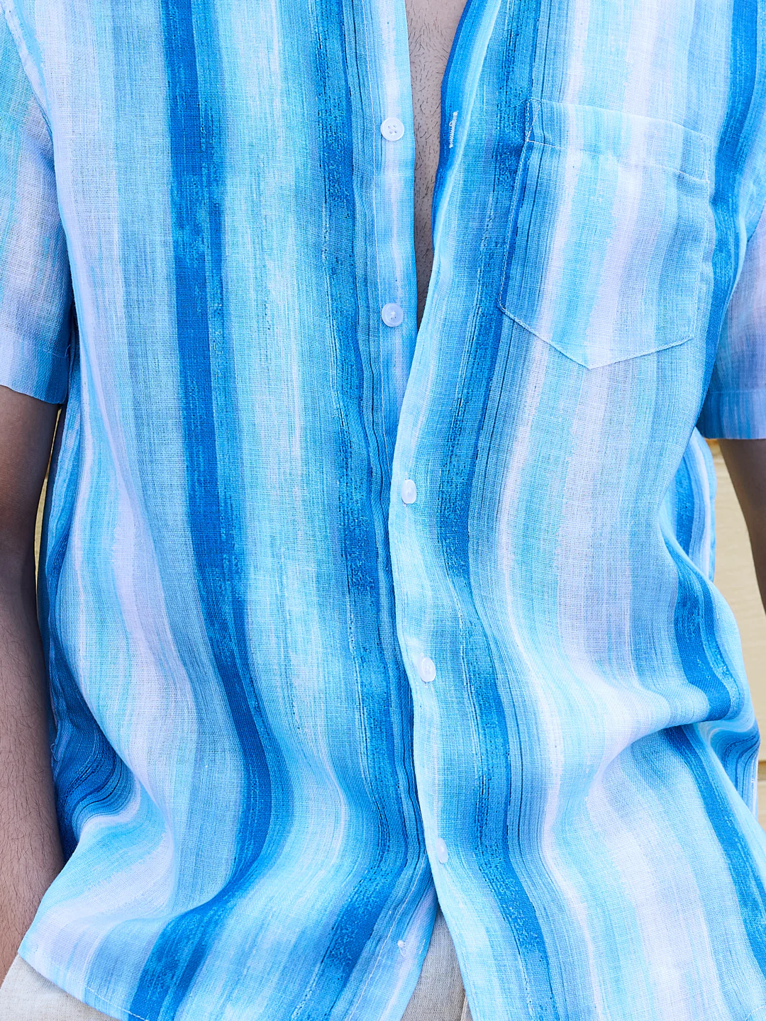 Blue Tie-Dye Striped Shirt - Image 7