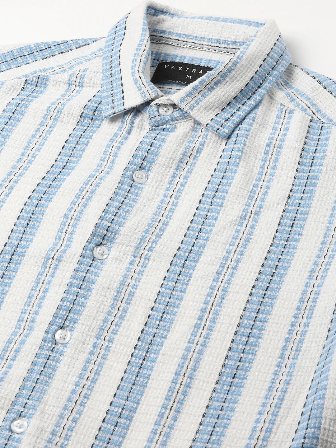 Blue & White Dobby Striped Shirt - Image 3