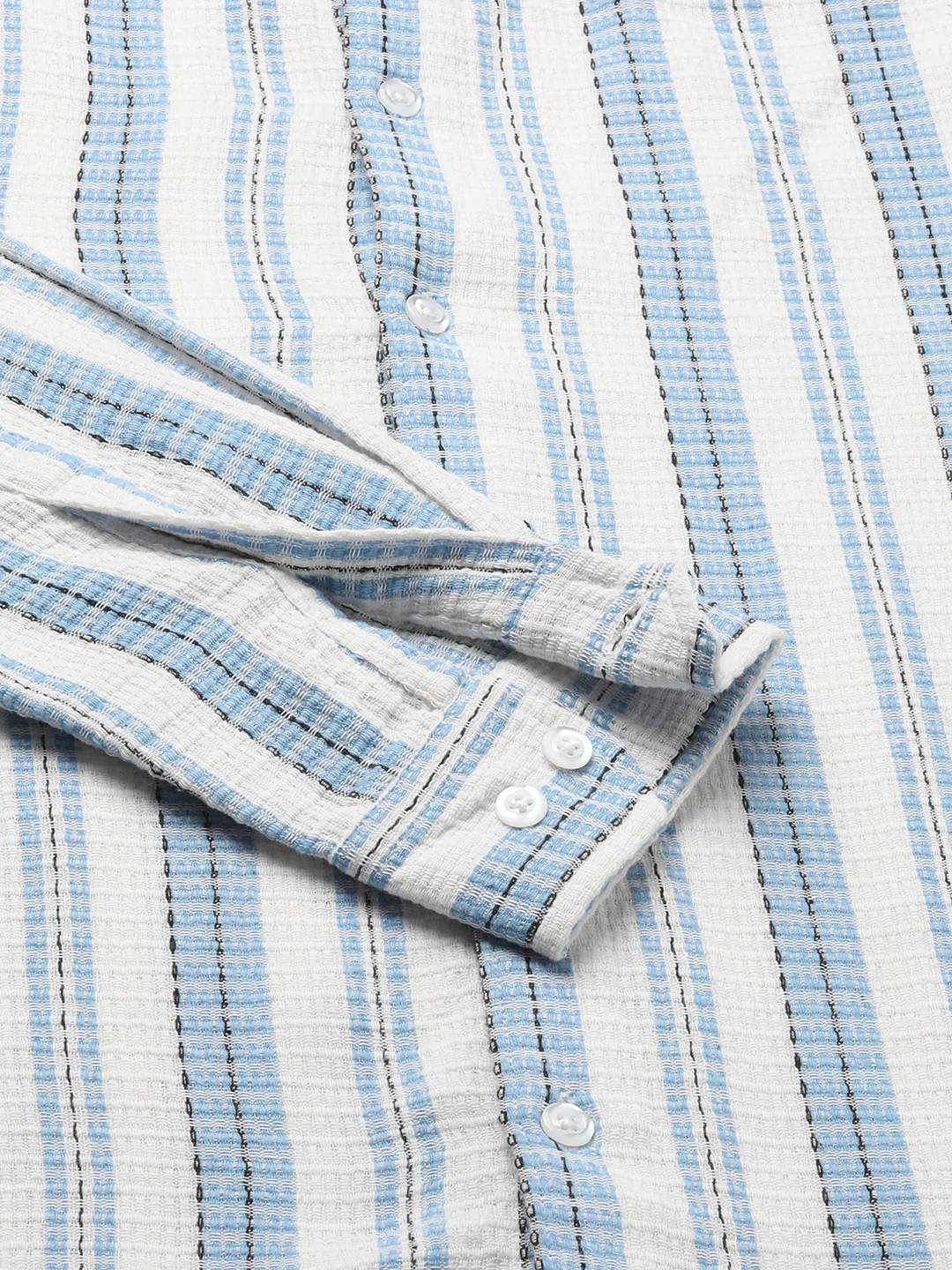 Blue & White Dobby Striped Shirt - Image 8