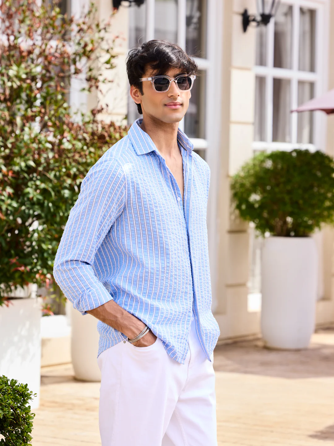 Blue & White Stripe Seersucker Shirt - Image 5