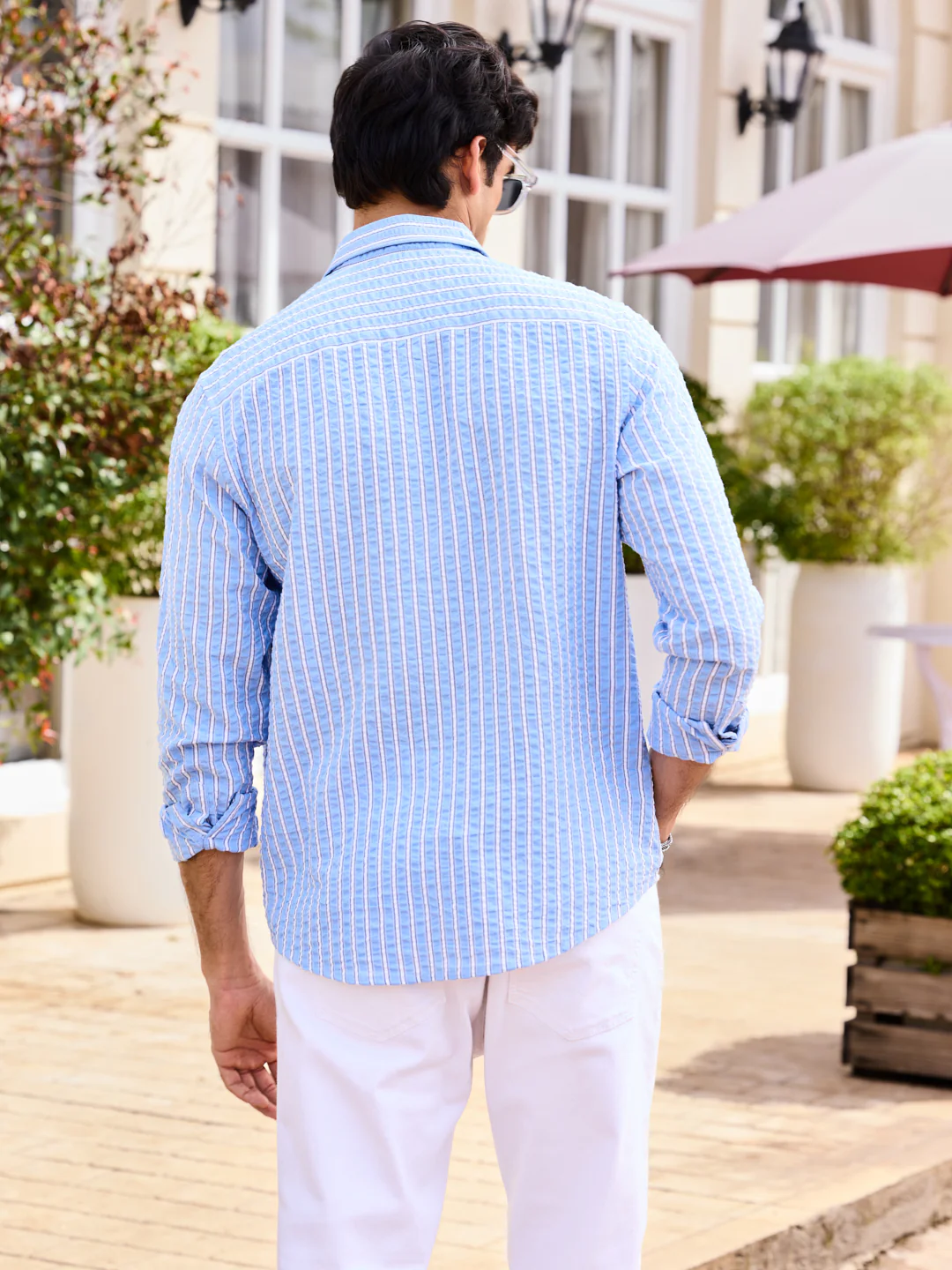 Blue & White Stripe Seersucker Shirt - Image 6