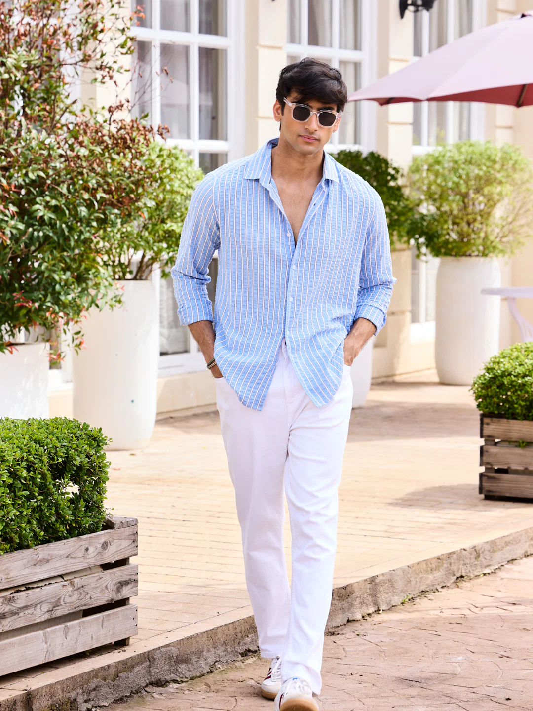 Blue & White Stripe Seersucker Shirt - Image 7