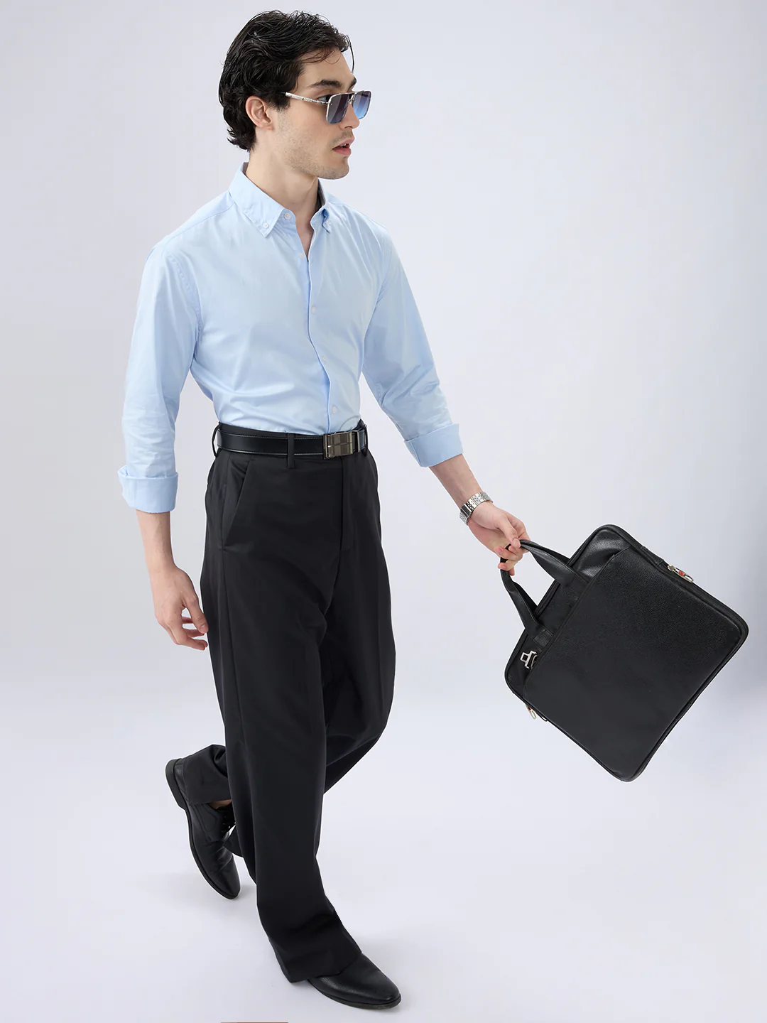Bluemist Button-Down Collar Satin Shirt - Image 7