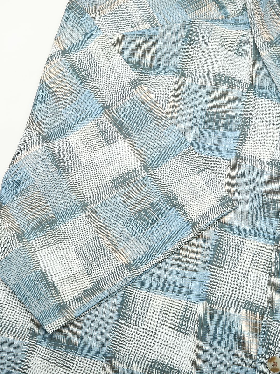 Bluish Patchwork Textured Shirt - Image 9