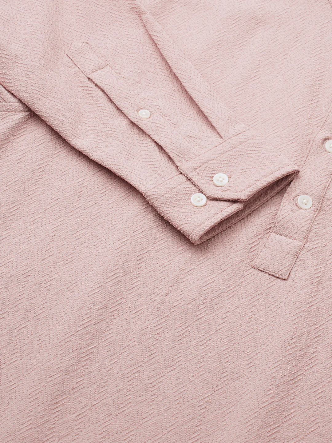 Blush Pink Diamond Weave Kurta - Image 3