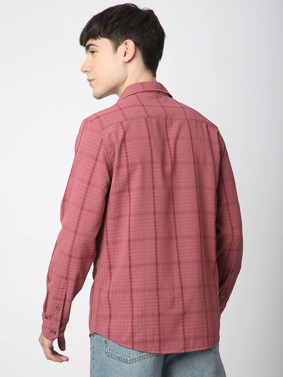 Blush Pink Dobby Checkered Shirt - Image 7