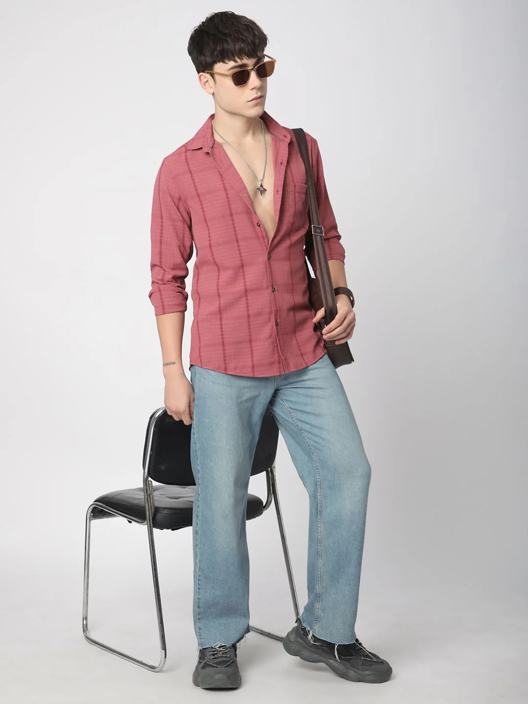 Blush Pink Dobby Checkered Shirt - Image 8