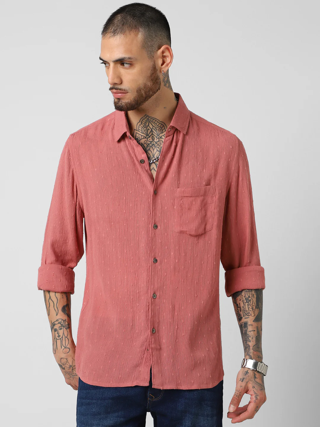 Blush Pink Dobby Shirt - Image 4
