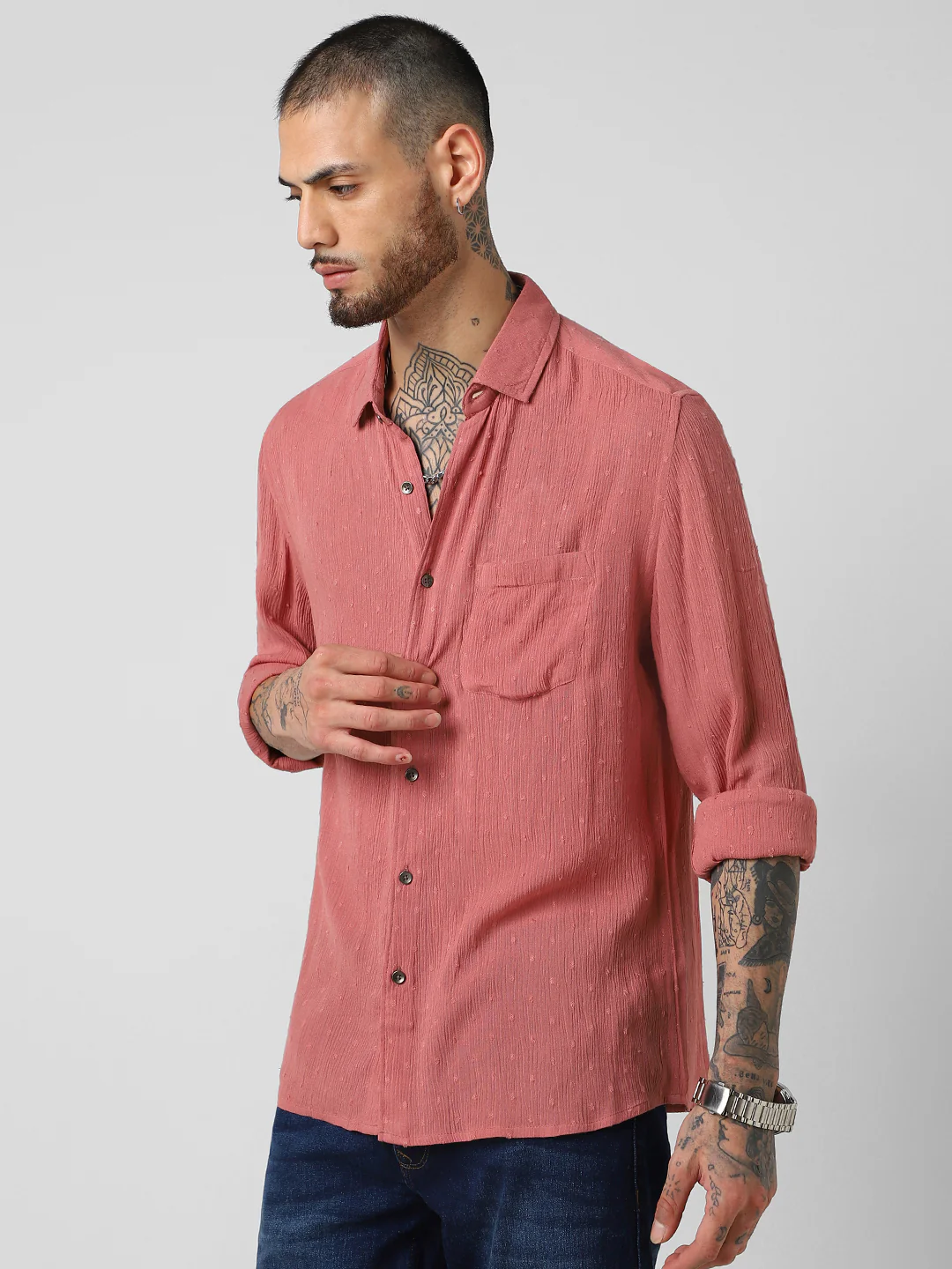 Blush Pink Dobby Shirt - Image 5