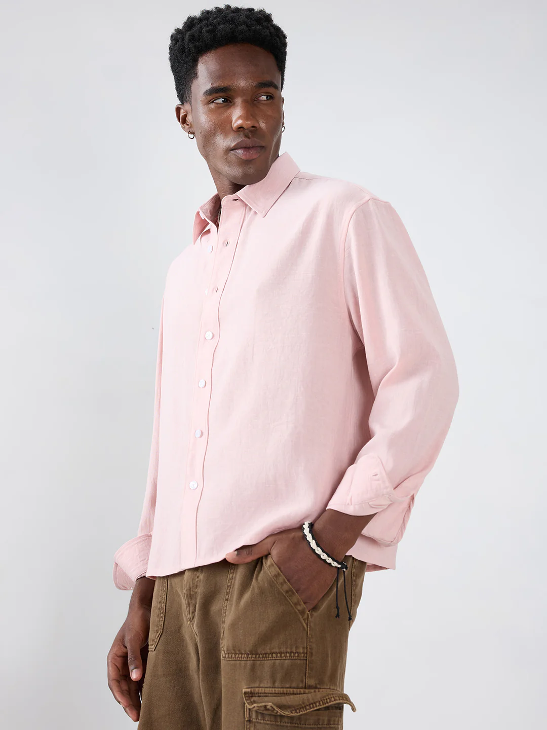 Blush Pink Fine Weave Boxy Fit Crop Shirt - Image 6