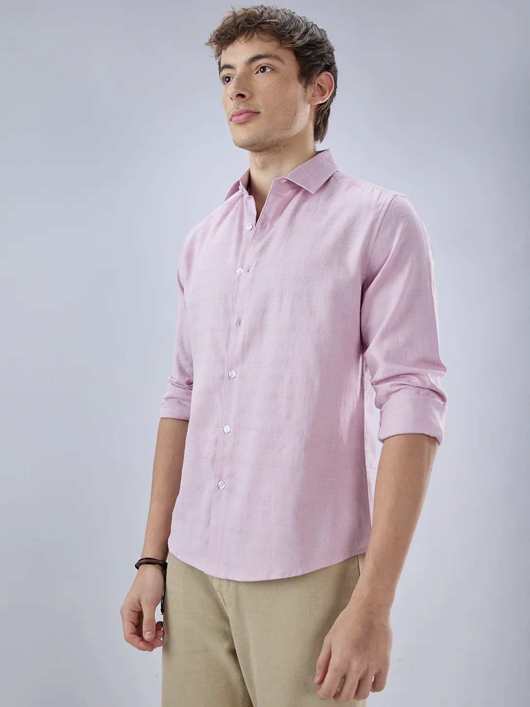 Blush Pink Fine Weave Textured Shirt - Image 6