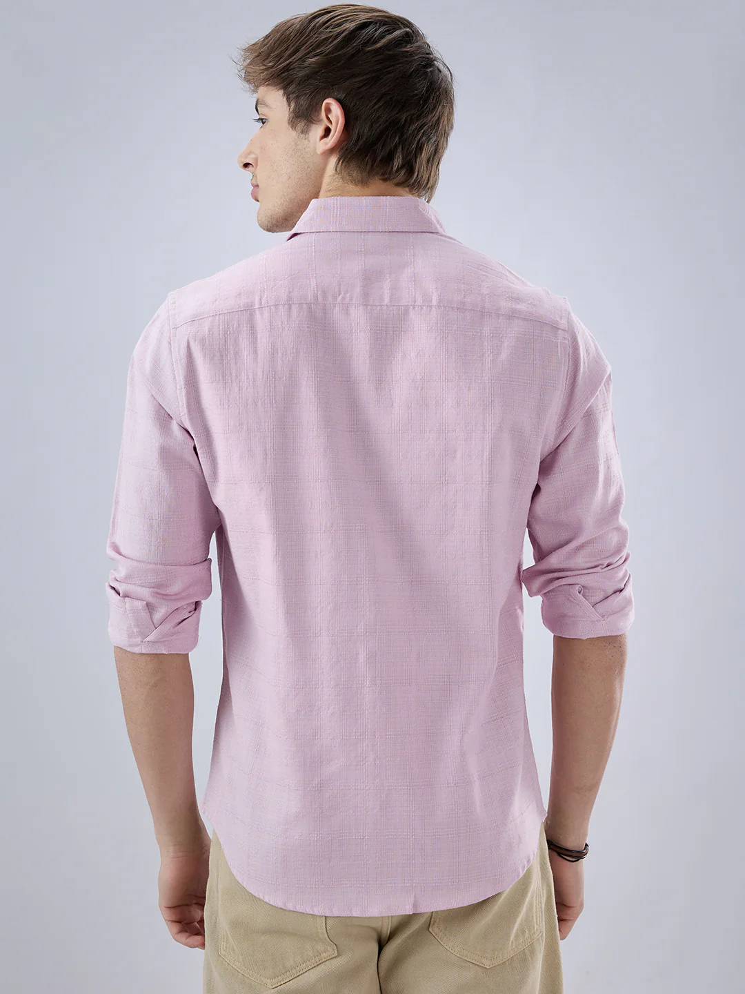 Blush Pink Fine Weave Textured Shirt - Image 7