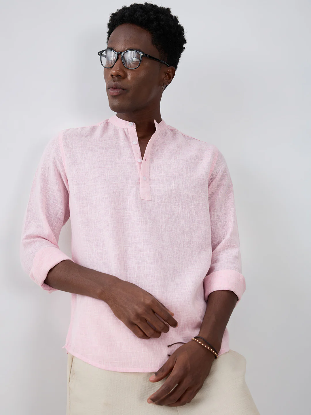 Blush Pink Slub Textured Vacation Kurta