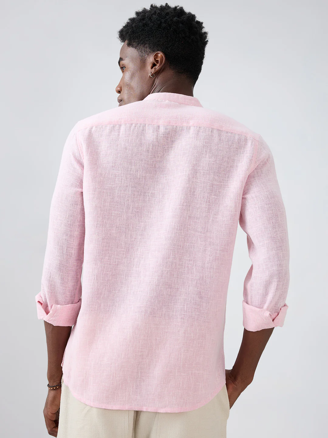 Blush Pink Slub Textured Vacation Kurta - Image 7