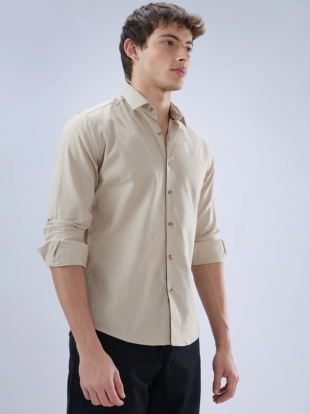 Bone Beige Contemporary Everyday Shirt - Image 5